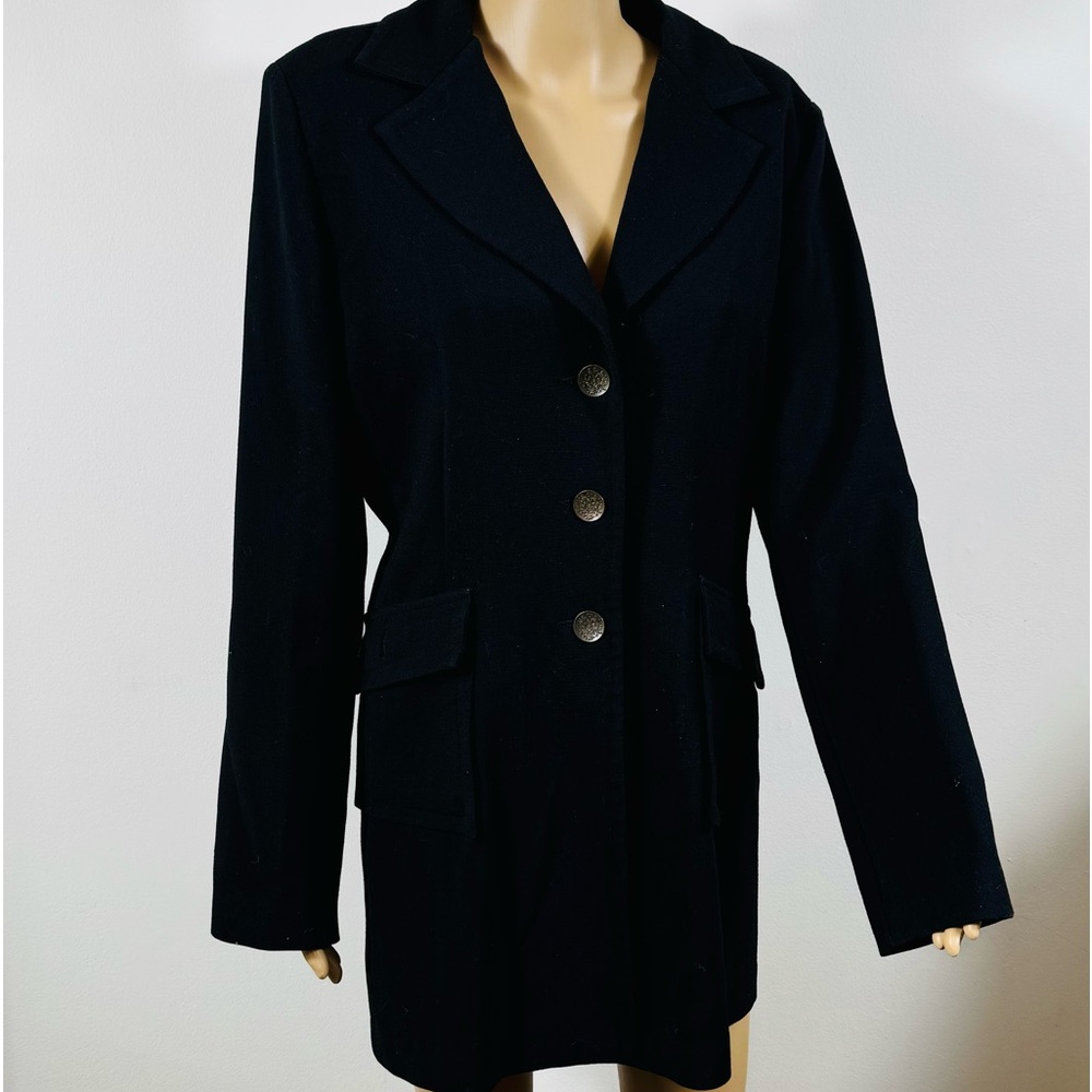 Cabi black blazer size 14 3-button military suit jacket classic lapel